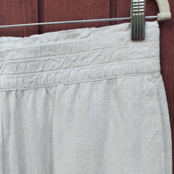 H&M | Beige Off-White Linen Blend Wide Leg Lightweight Pull On Summer Pants M - Picture 4 of 11